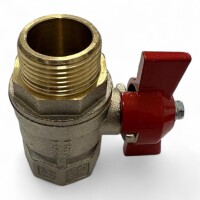 Kugelhahn aus vernickeltem Messing – 3/4" IG x 3/4" AG, roter Flügelgriff