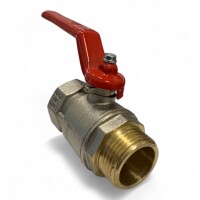 Kugelhahn aus vernickeltem Messing – 1" IG x 1" AG, roter Hebelgriff