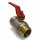 Kugelhahn aus vernickeltem Messing – 1" IG x 1" AG, roter Hebelgriff
